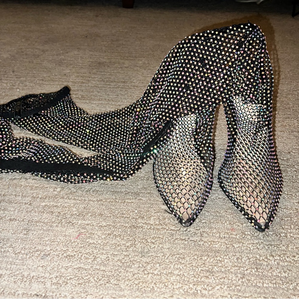 Thigh-high sparkly PLT heels